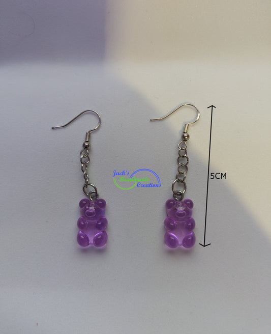 Purple Gummy Bear Earrings